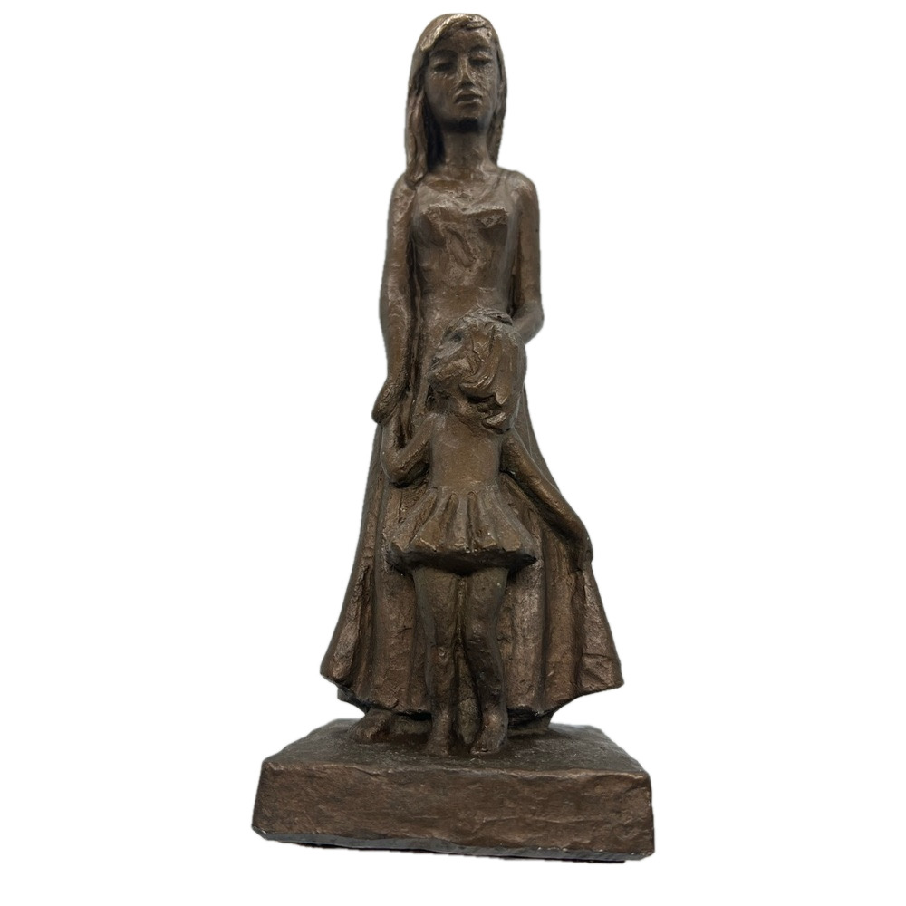 Vintage Leonardo Art Works Inc. Sculpture of Woman With Child 1967 Plaster 12"